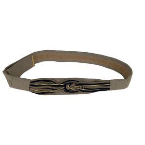 Rebecca's Vintage Fabric Belt Knotted Rope Cord Hook & Loop Closure Taupe S-L